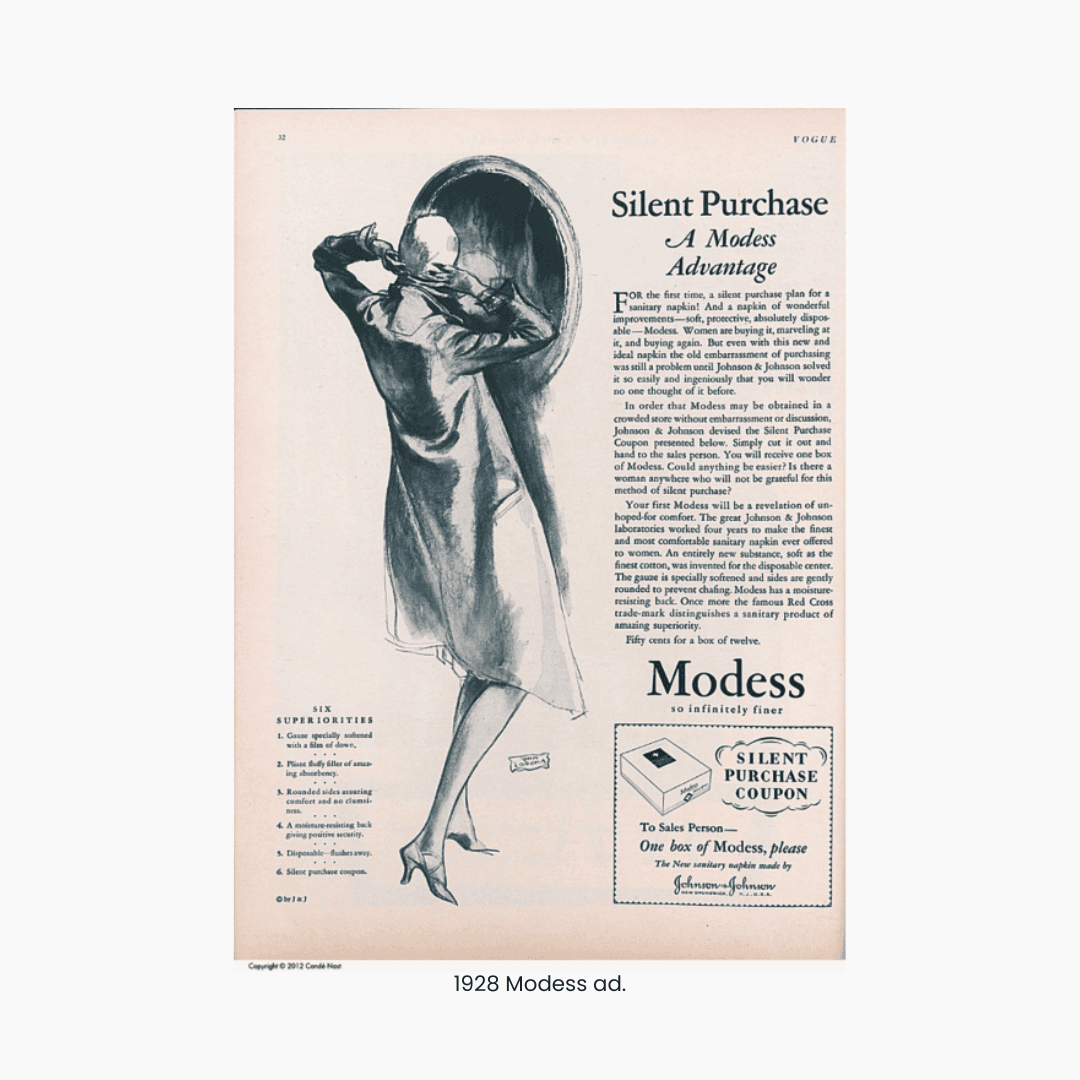 1928 Modess ad.