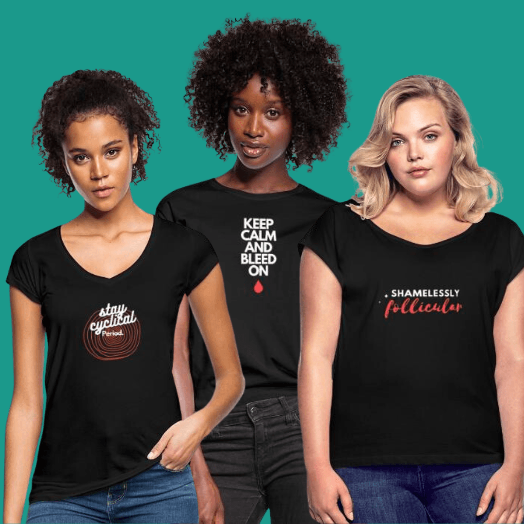 Three diverse women wearing Baba Yaga Lifestyle apparel.